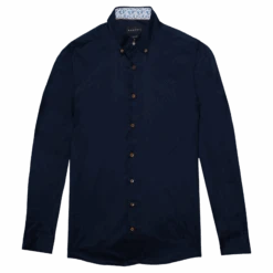 Bugatti Long Sleeve Plain Shirt With Trim