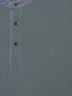 Bugatti Collarless Polo Shirt -Coes Style Store AH10206 11 2 BottleGreen
