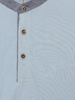 Bugatti Collarless Polo Shirt -Coes Style Store AH10206 7 2 LightBlue